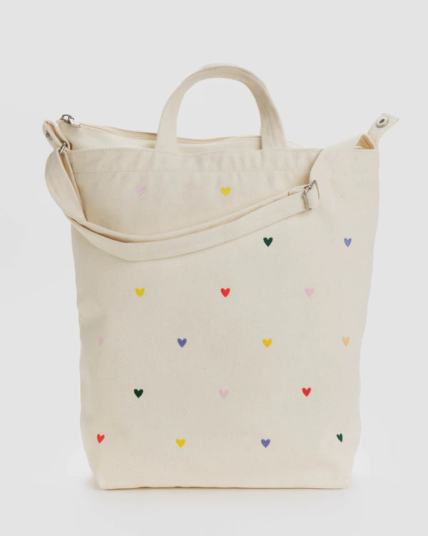 Baggu Zip Duck Canvas Tote Bag - Embroidered Heart