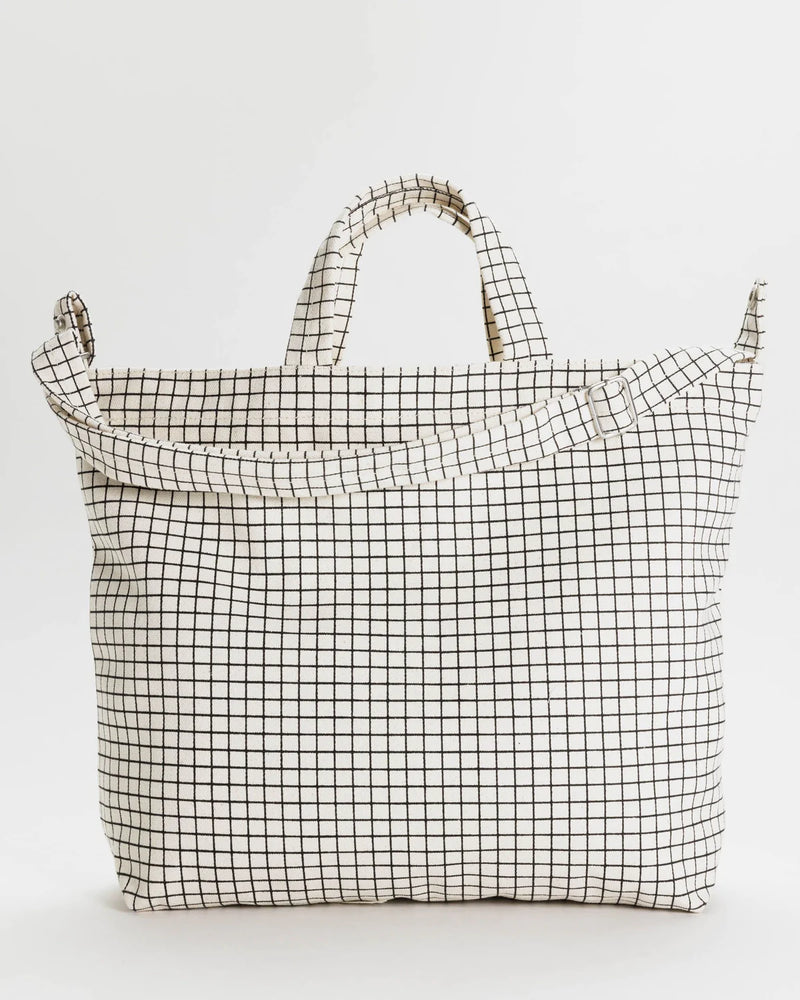 Natural Grid  - Baggu Duck Tote (Canvas) - Horizonal Zip