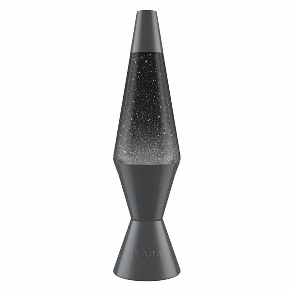 Lava Lamp Classic -  Battery Powered 'Instant Start Up' GLITTER / BLACK LIQUID / GUN METAL BASE 10" - For PICK UP ONLY