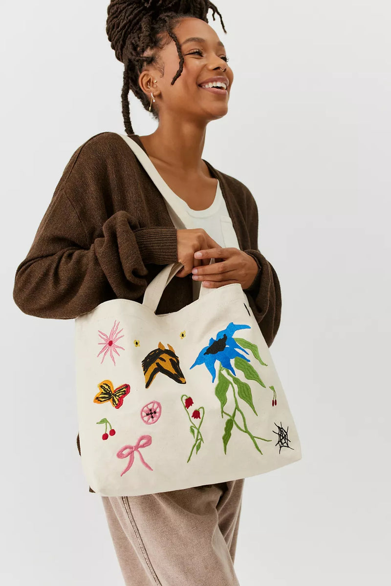 Horizonal - Jessica Williams Embrodiered  - Baggu Duck Tote (Canvas)